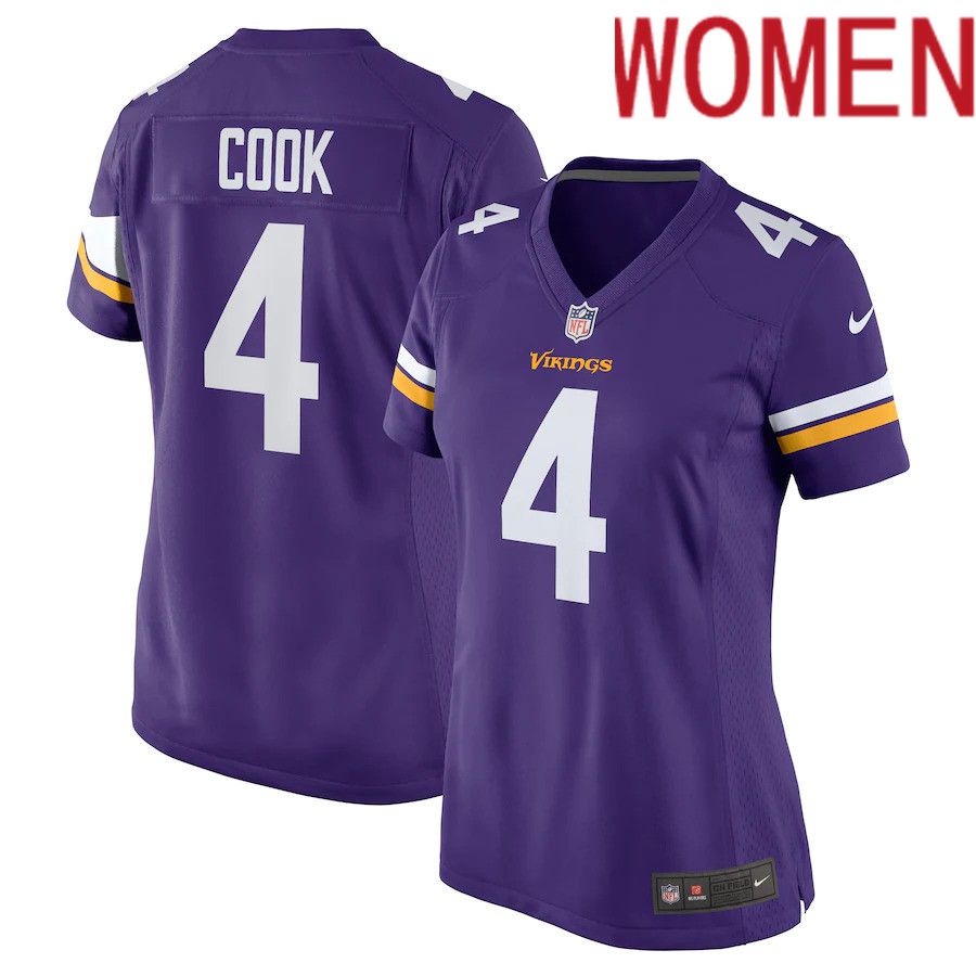 Women Minnesota Vikings 4 Dalvin Cook Nike Purple Game NFL Jersey